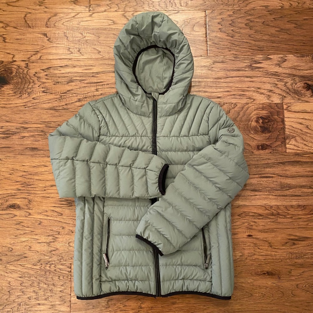 Michael Michael Kors Womens Sage Green Ultra Light Weight Down Puffer Jacket L